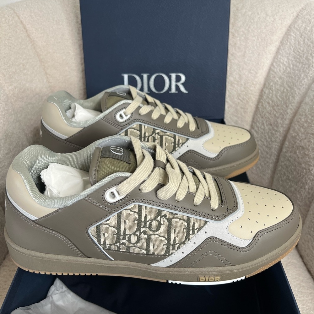 Dior Men's Gray and Cream Sneakers